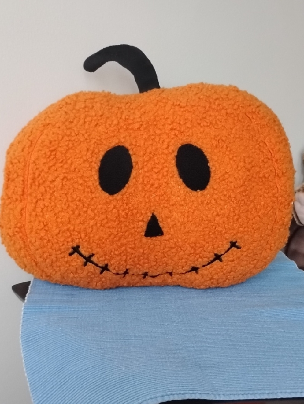 Plush Pumpkin Pillow - Orange & Black